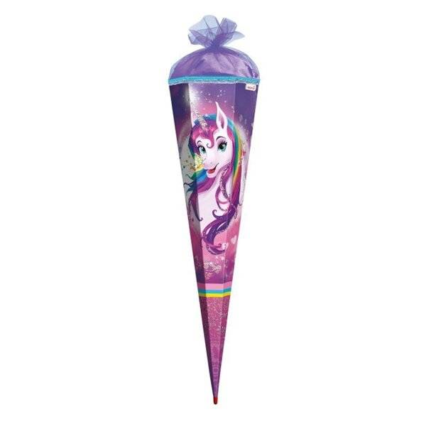 Schultüte Einhornportrait - sechseckig 85 cm mit Glitzer