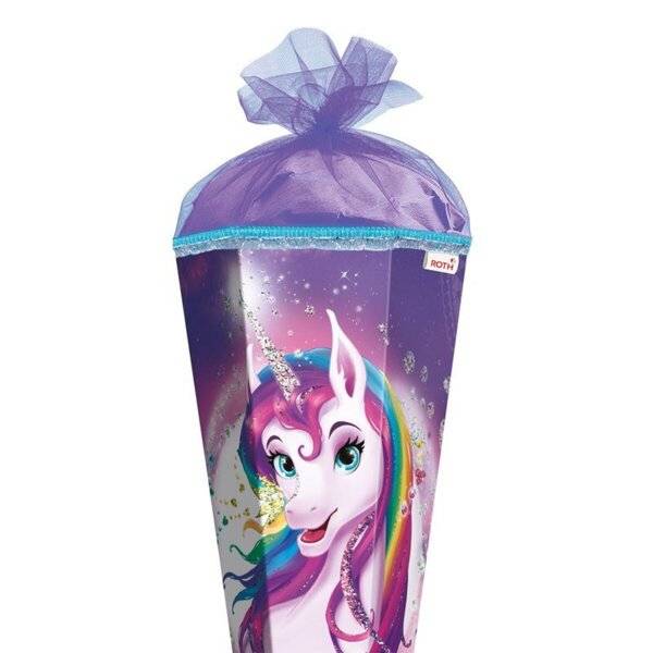 Schultüte Einhornportrait - sechseckig 85 cm mit Glitzer