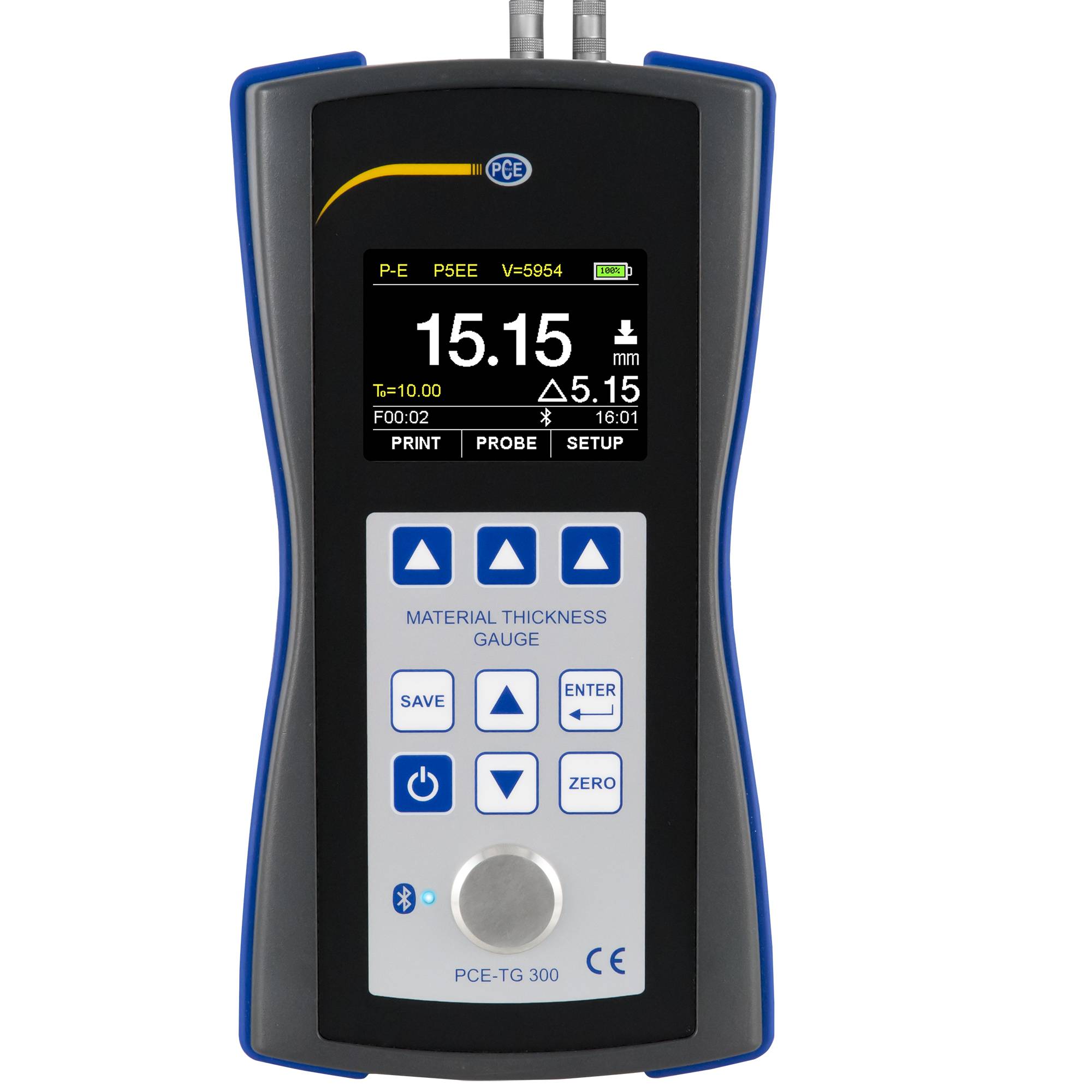 PCE Instruments Materialdickenmessgerät PCE-TG 300-NO7-ICA inkl. ISO-Zertifikat |0,65 … 200 mm |Sensor 7 MHz ⌀6mm |USB
