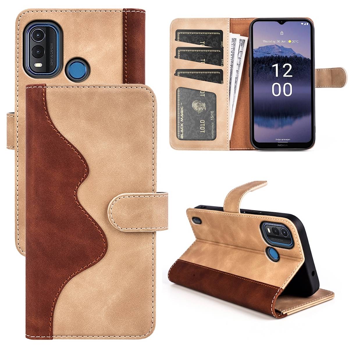 Für Nokia G11 Plus Design Handy Tasche Wallet Premium Braun Schutz Hülle Case Cover Etuis Neu Zubehör
