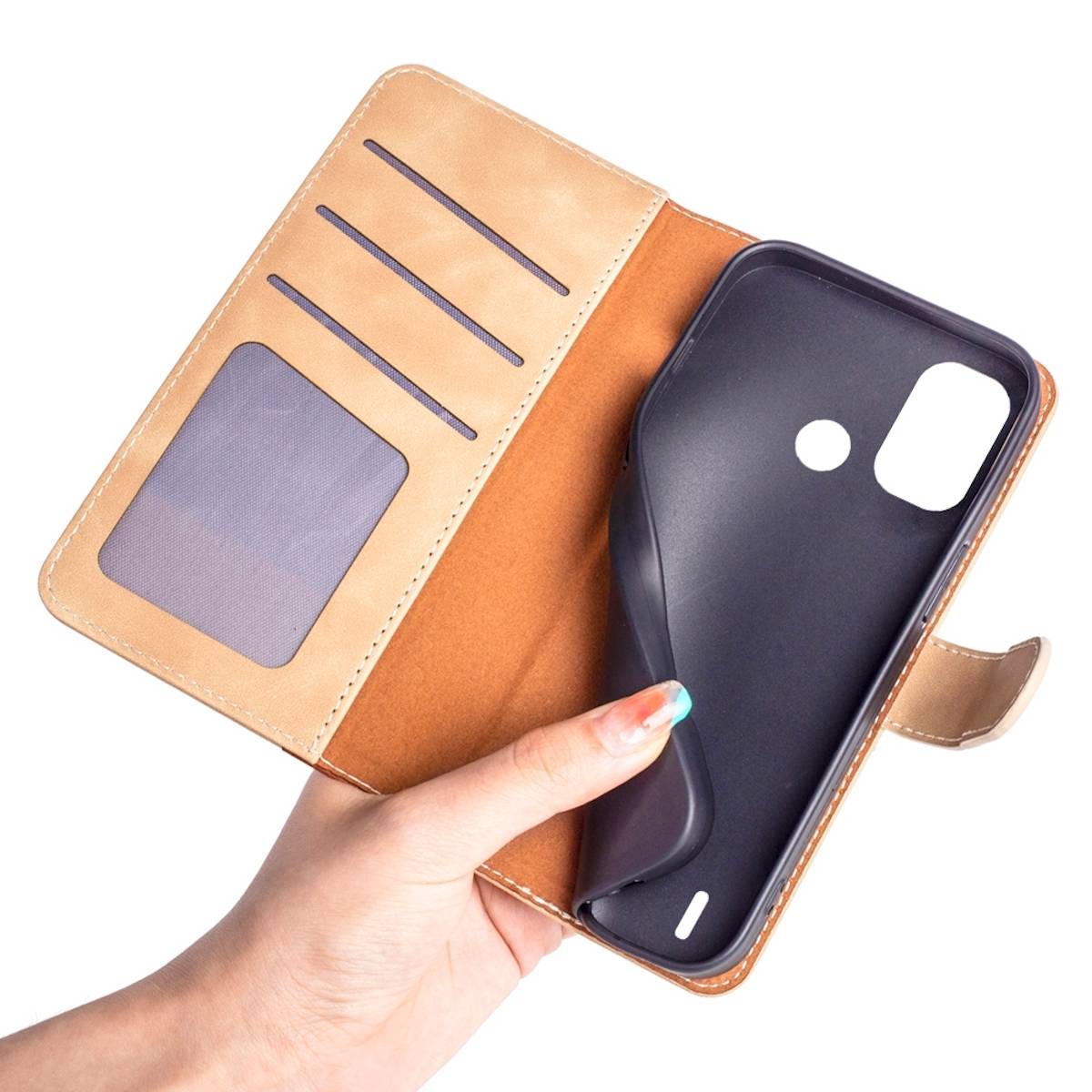 Für Nokia G11 Plus Design Handy Tasche Wallet Premium Braun Schutz Hülle Case Cover Etuis Neu Zubehör