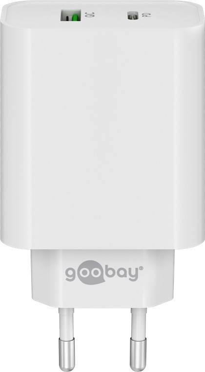 Goobay Dual-USB-Schnellladegerät PD/QC (45 W) weiß - Ladeadapter mit 1x USB-C™-Anschluss (Power Delivery) und 1x USB-A-A