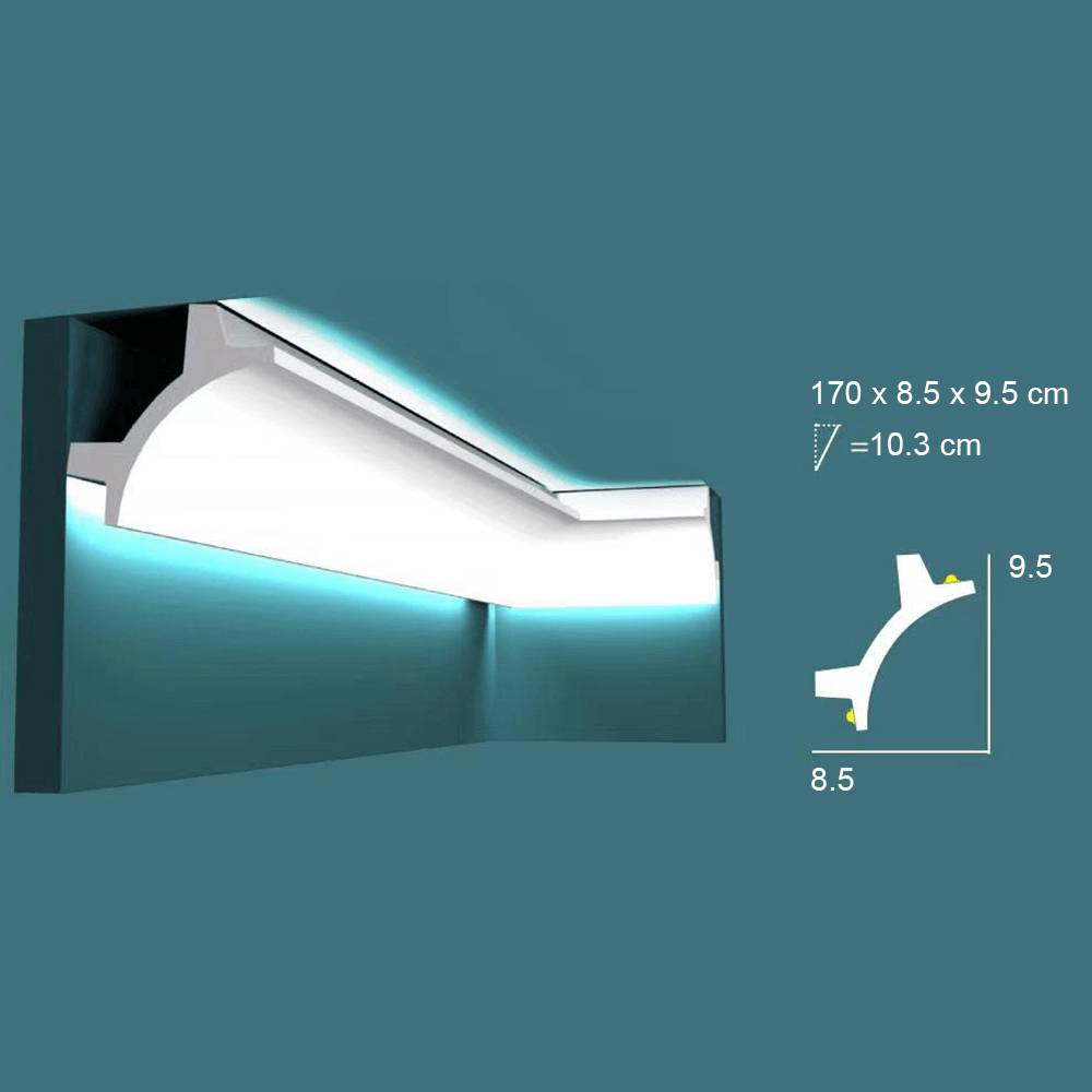 Sockelleisten Deckenleisten LED leicht & robust Stuckleisten 51M Lichtleisten Fußleisten INO-12