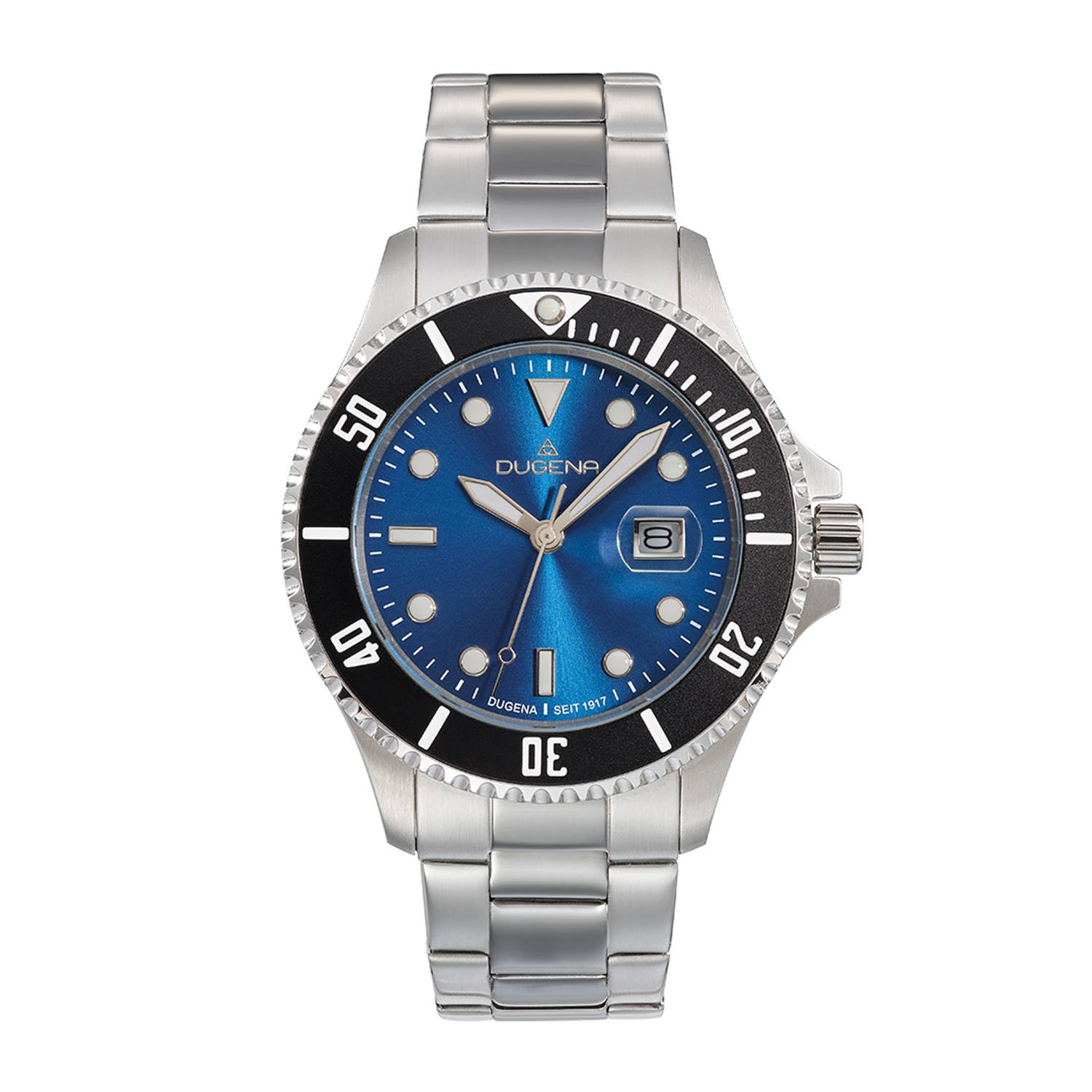 Dugena Herrenuhr 4461075 Diver XL, Quarz, blaues Zifferblatt, Edelstahl, 30 bar