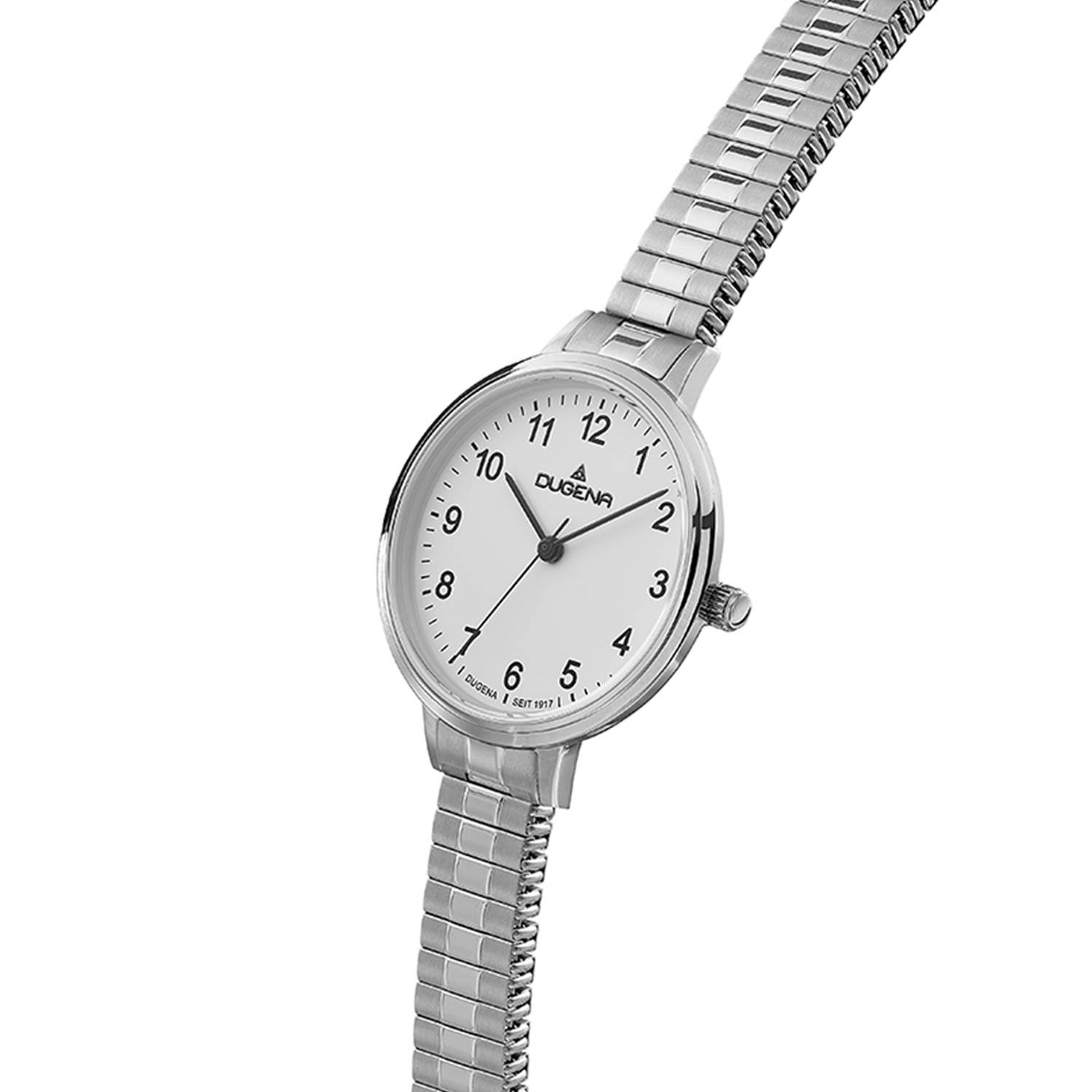 Dugena Damenuhr 4461092 Fiona, Quarz, weißes Zifferblatt, Edelstahl, Mineralglas
