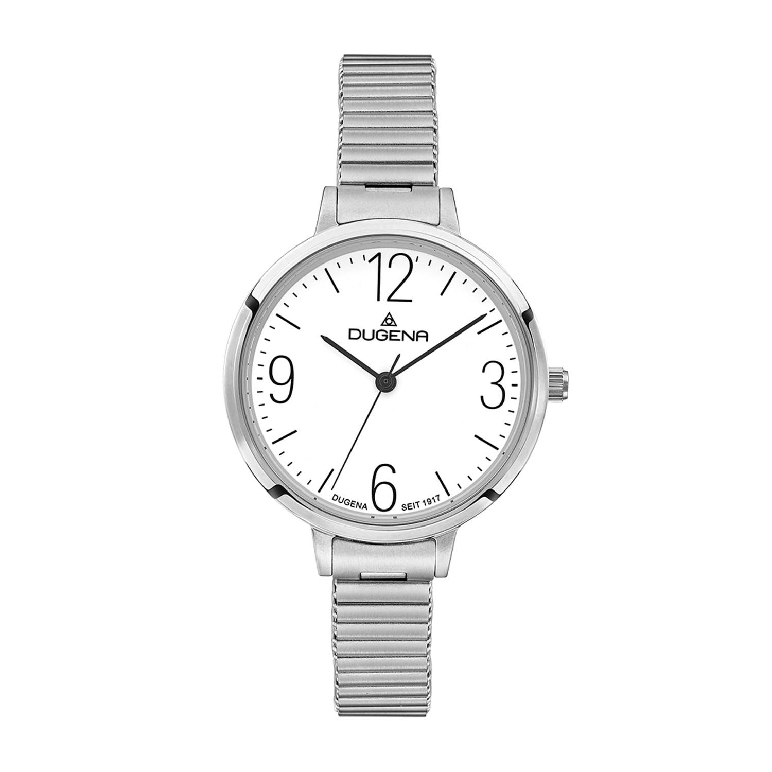 Dugena Damenuhr 4461094 Fiona, Quarz, weißes Zifferblatt, Edelstahl, Mineralglas