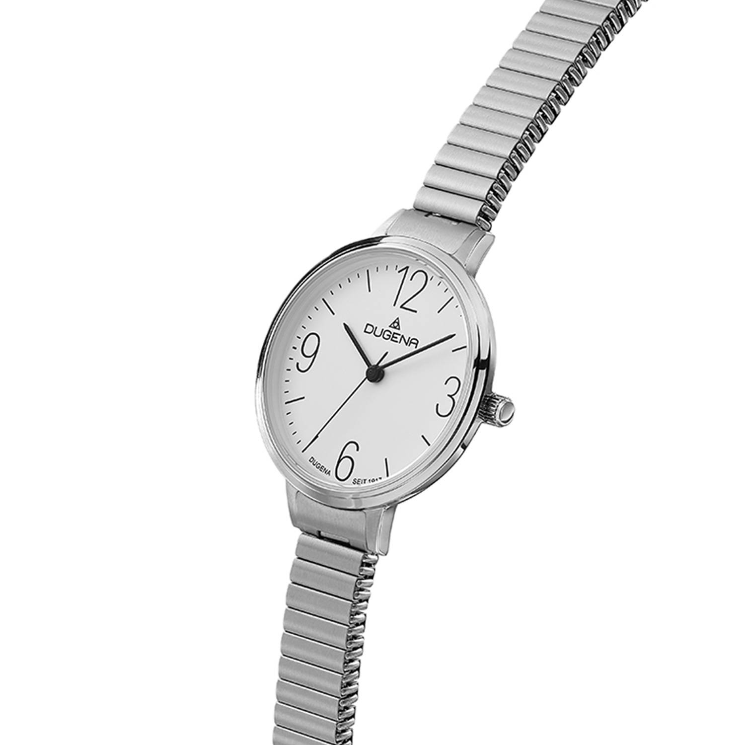 Dugena Damenuhr 4461094 Fiona, Quarz, weißes Zifferblatt, Edelstahl, Mineralglas