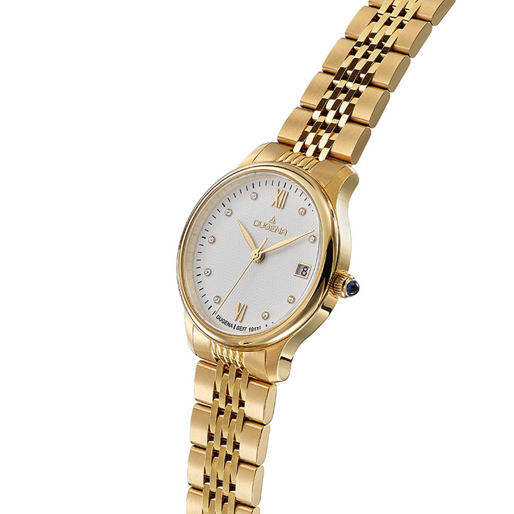 Dugena Damenuhr 4461085 Florenz, Quarz, weißes Zifferblatt, Edelstahl