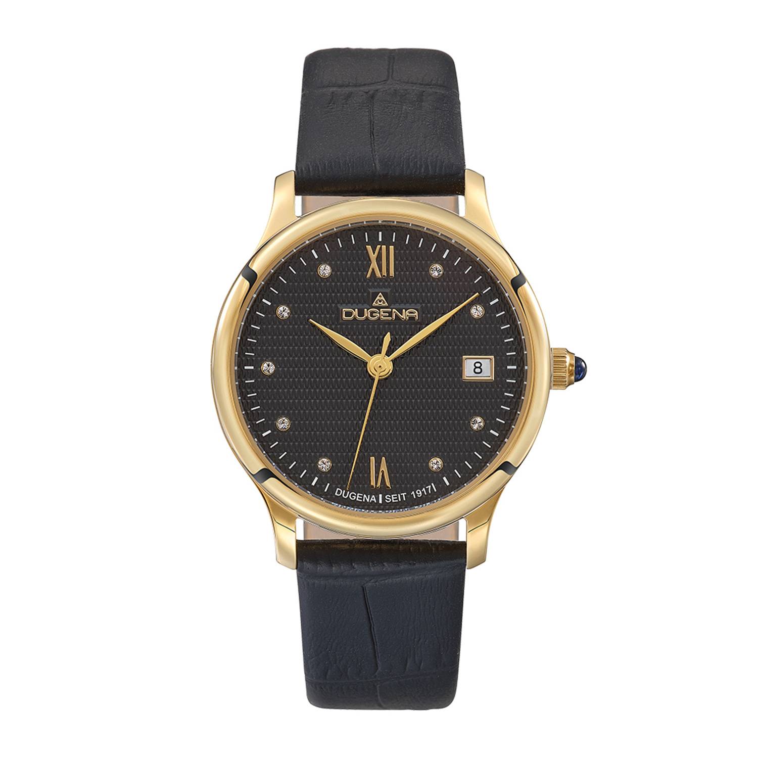 Dugena Damenuhr 4461086 Florenz, Quarz, schwarzes Zifferblatt, Edelstahl, 5 bar