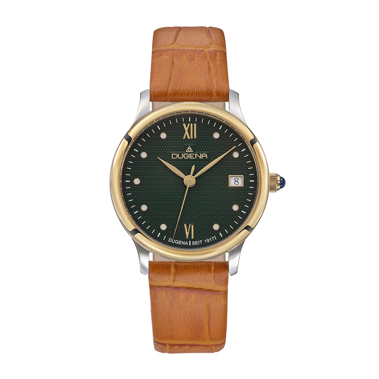 Dugena Damenuhr 4461087 Florenz, Quarz, grünes Zifferblatt, Edelstahl