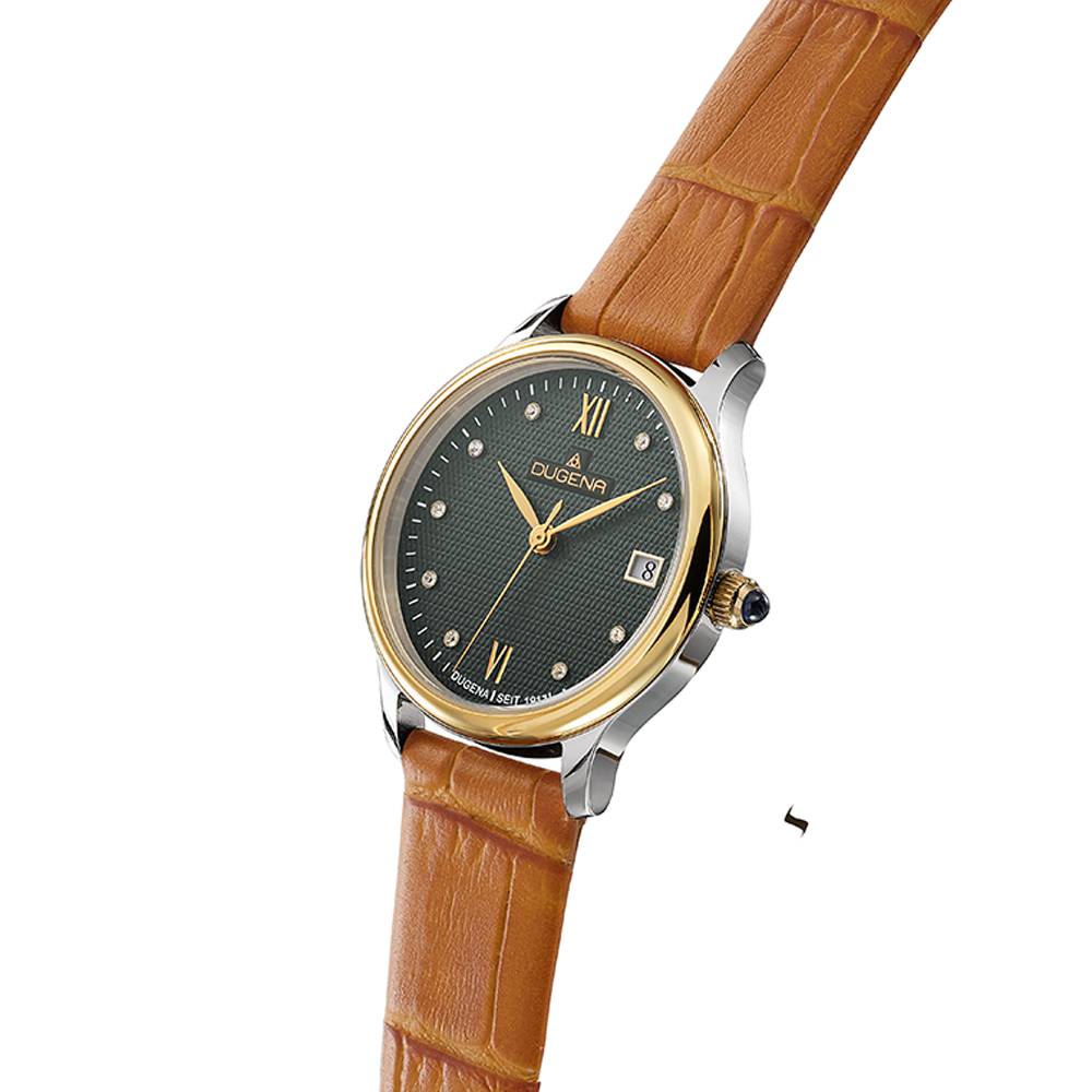 Dugena Damenuhr 4461087 Florenz, Quarz, grünes Zifferblatt, Edelstahl