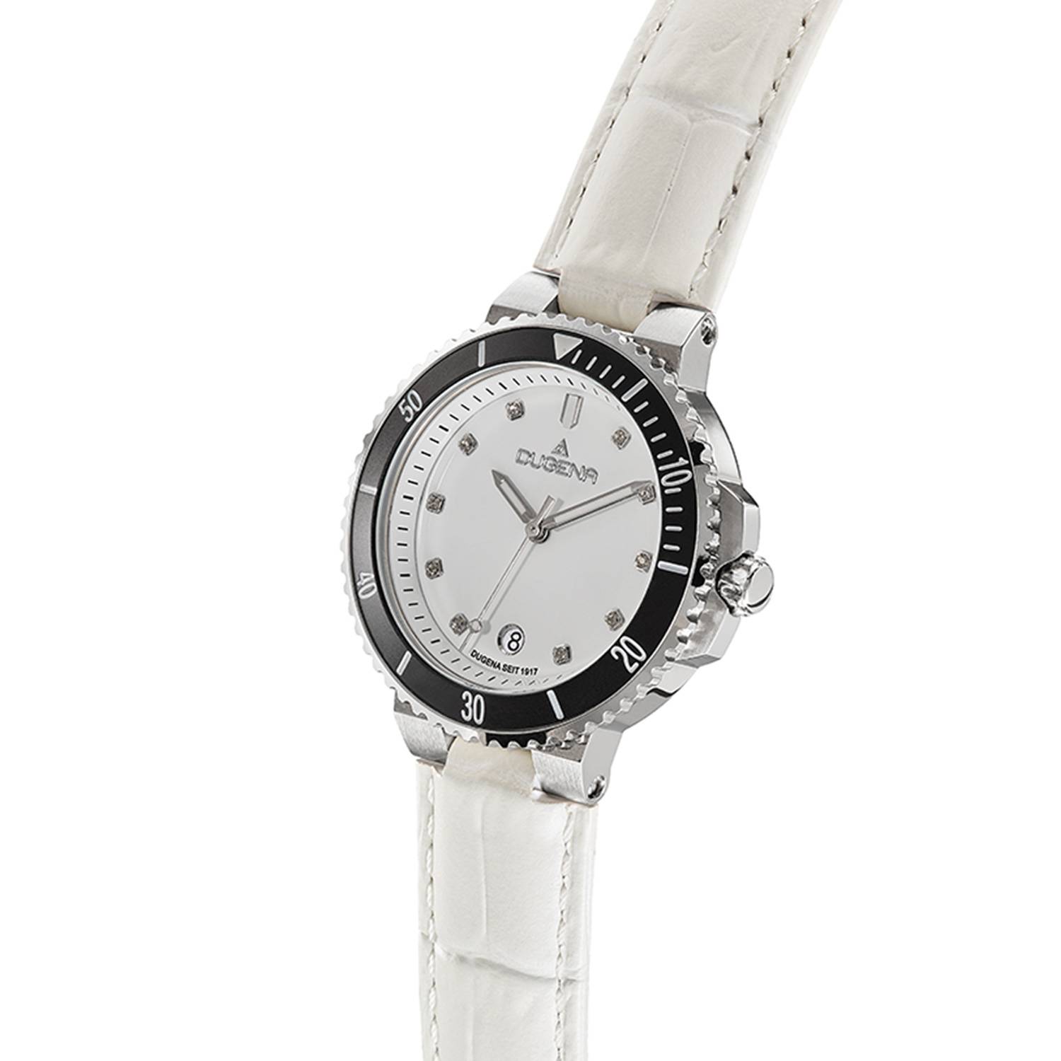 Dugena Damenuhr 4461099 Lady Diver, Quarz, weißes Zifferblatt, Edelstahl
