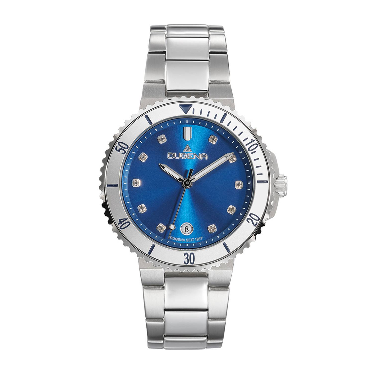 Dugena Damenuhr 4461101 Lady Diver, Quarz, blaues Zifferblatt, Edelstahl