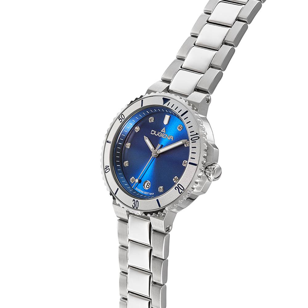 Dugena Damenuhr 4461101 Lady Diver, Quarz, blaues Zifferblatt, Edelstahl