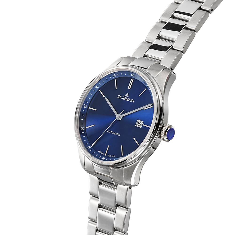 Dugena Herrenuhr 4461090 Milano Automatik, blaues Zifferblatt, Edelstahl