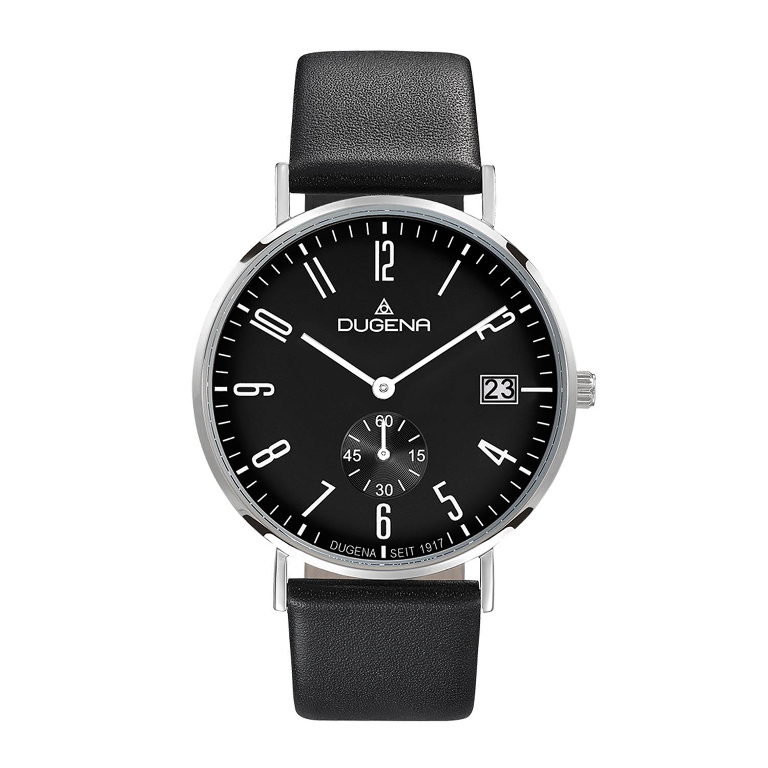 Dugena Herrenuhr 4460666-1 Mondo, Quarz, schwarzes Zifferblatt, Edelstahl