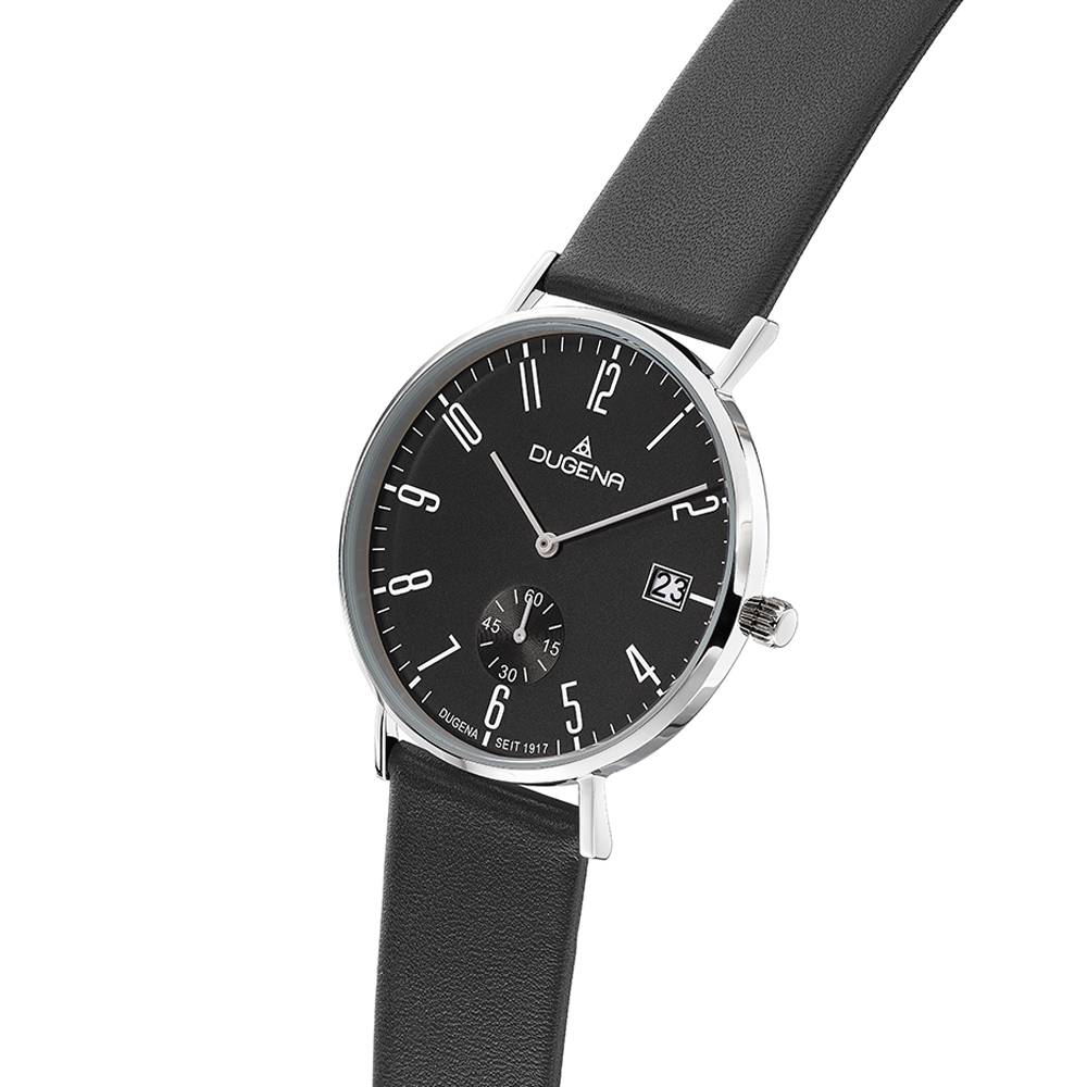 Dugena Herrenuhr 4460666-1 Mondo, Quarz, schwarzes Zifferblatt, Edelstahl