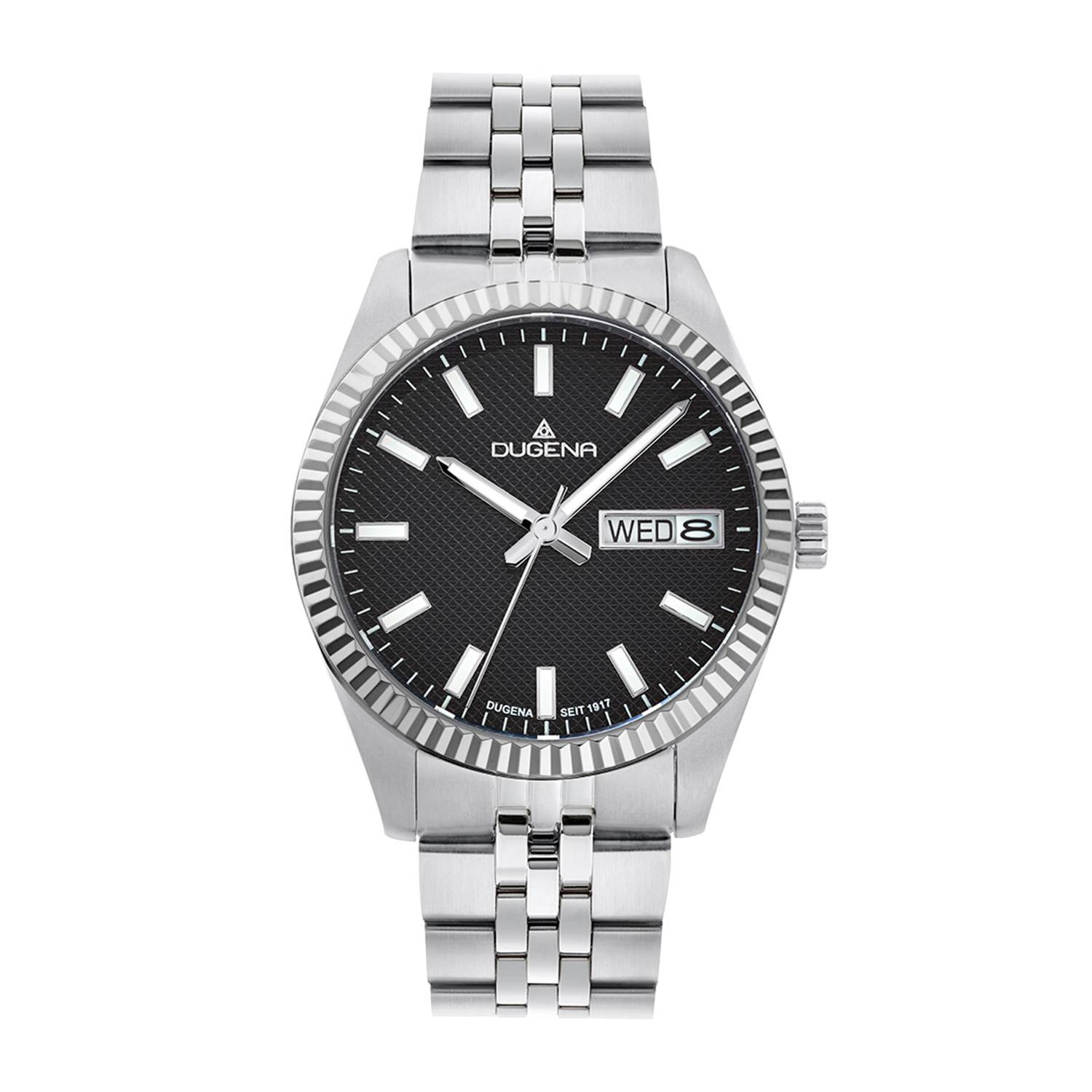 Dugena Herrenuhr 4461068 Vento, Quarz, schwarzes Zifferblatt, Edelstahl