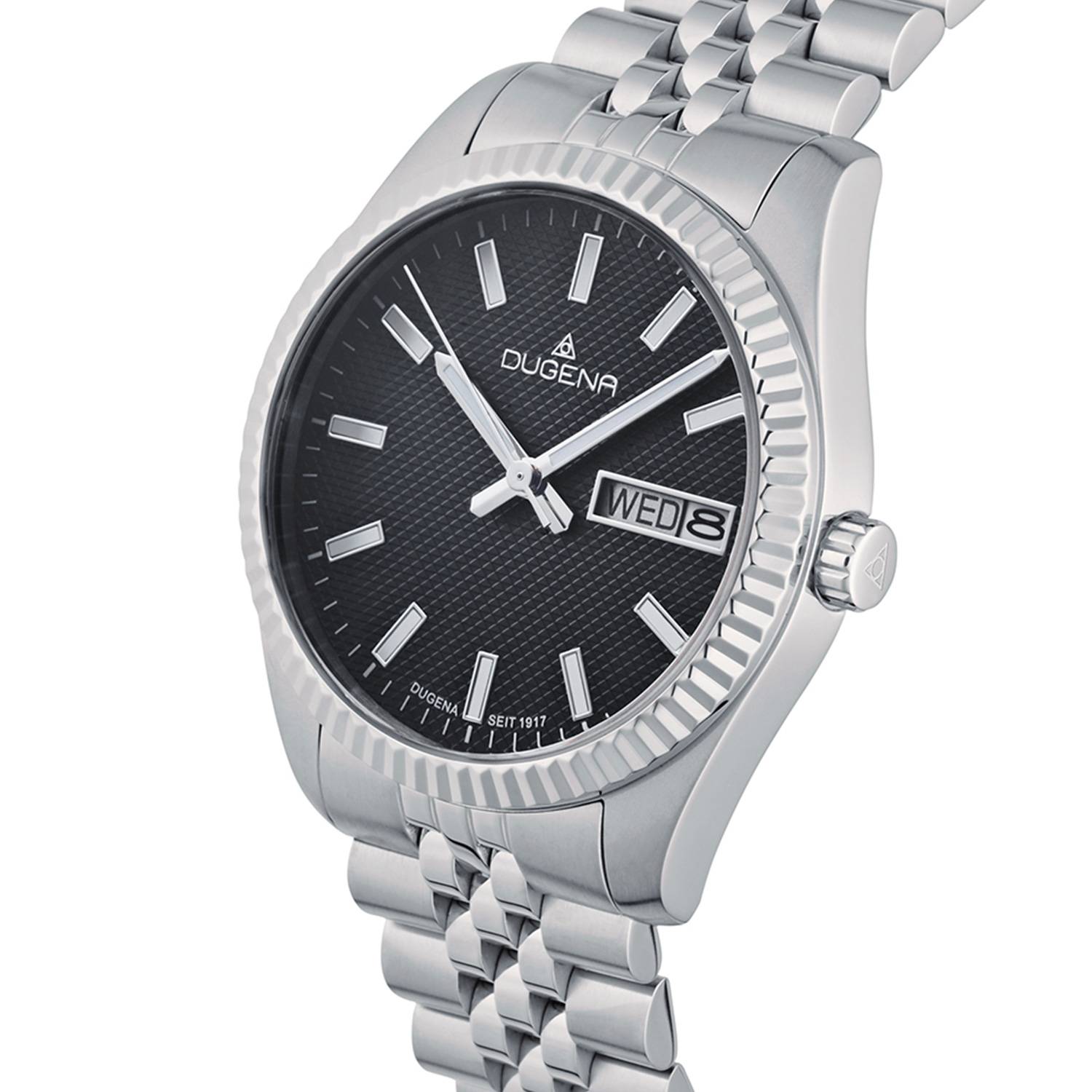 Dugena Herrenuhr 4461068 Vento, Quarz, schwarzes Zifferblatt, Edelstahl