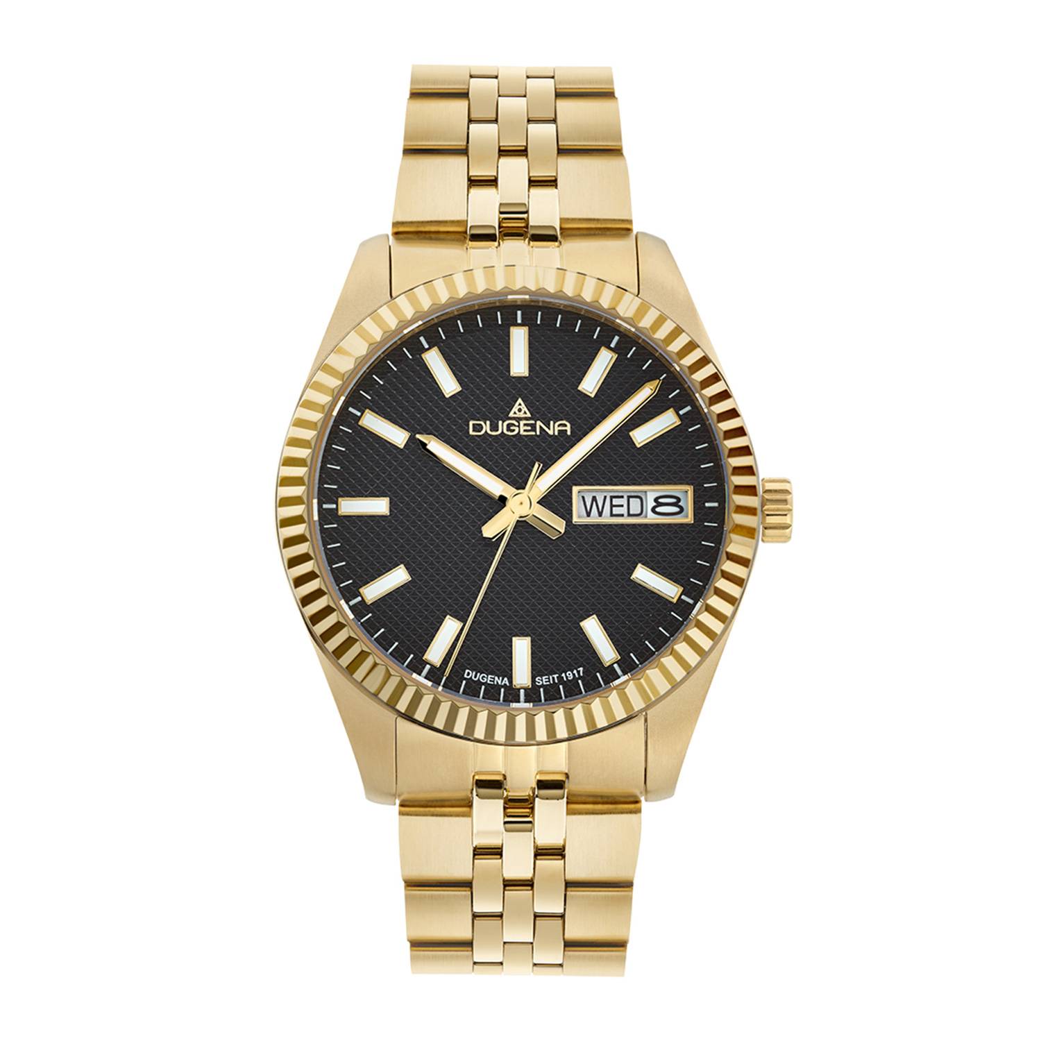 Dugena Herrenuhr 4461071 Vento, Quarz, schwarzes Zifferblatt, Edelstahl
