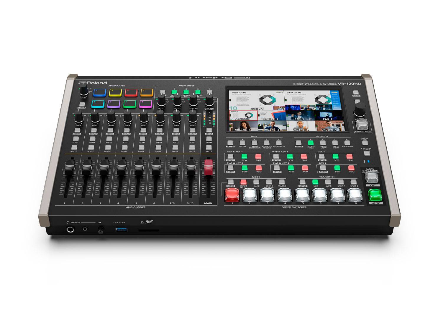 ROLAND VR-120HD - 12-Kanal HD Streaming AV-Mixer (7" Touchscreen | 3G-SDI & HDMI | PTZ-Steuerung | USB-C Streaming |