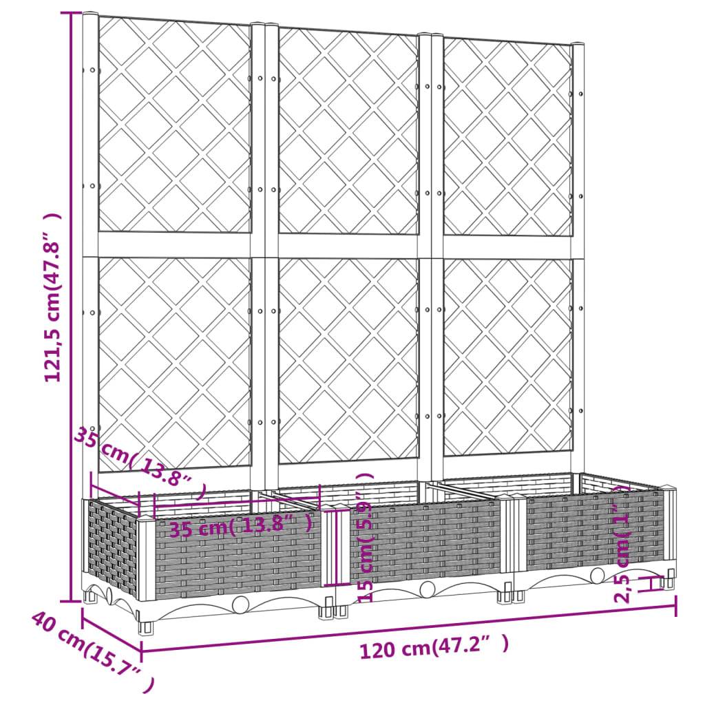 vidaXL Pflanzkübel mit Spalier Schwarz 120x40x121,5 cm PP