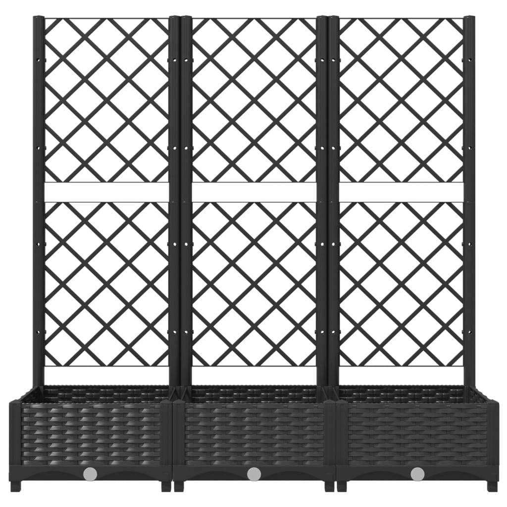 vidaXL Pflanzkübel mit Spalier Schwarz 120x40x121,5 cm PP