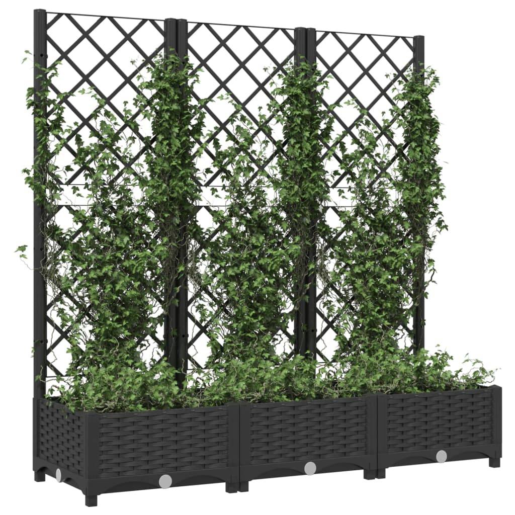 vidaXL Pflanzkübel mit Spalier Schwarz 120x40x121,5 cm PP