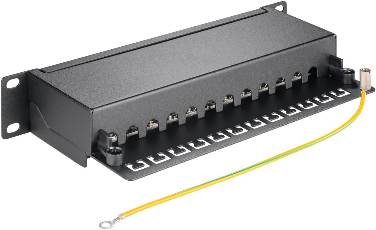 goobay CAT 6 10 Zoll Patch Panel 12 Port schwarz (Bulk)