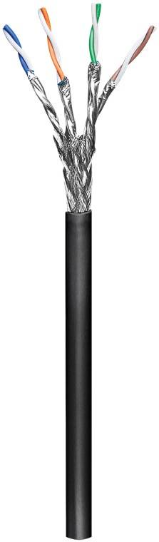 Goobay CAT 6 Outdoor Netzwerkkabel, S/FTP (PiMF), schwarz - Kupferkaschierter Aluminiumleiter (CCA), AWG 26/7 (stranded)