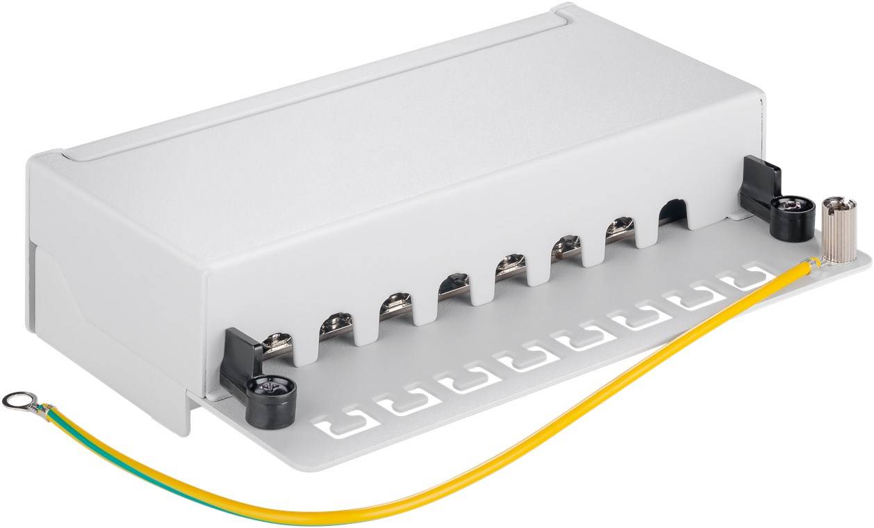 CAT 5e Mini Desktop Patchpanel, 8 Port, STP geschirmt, Grau