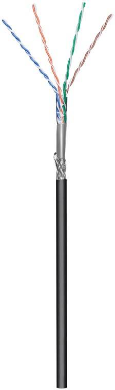 Goobay CAT 5e Outdoor Netzwerkkabel, SF/UTP, schwarz - Kupferkaschierter Aluminiumleiter (CCA), AWG 24/1 (solid), Polyet