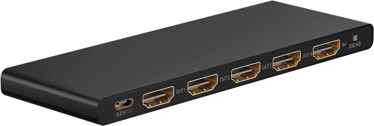 Goobay HDMI™-Splitter 1 auf 4 (4K @ 60 Hz) - teilt 1x HDMI™-Eingangssignal auf 4x HDMI™-Ausgänge auf