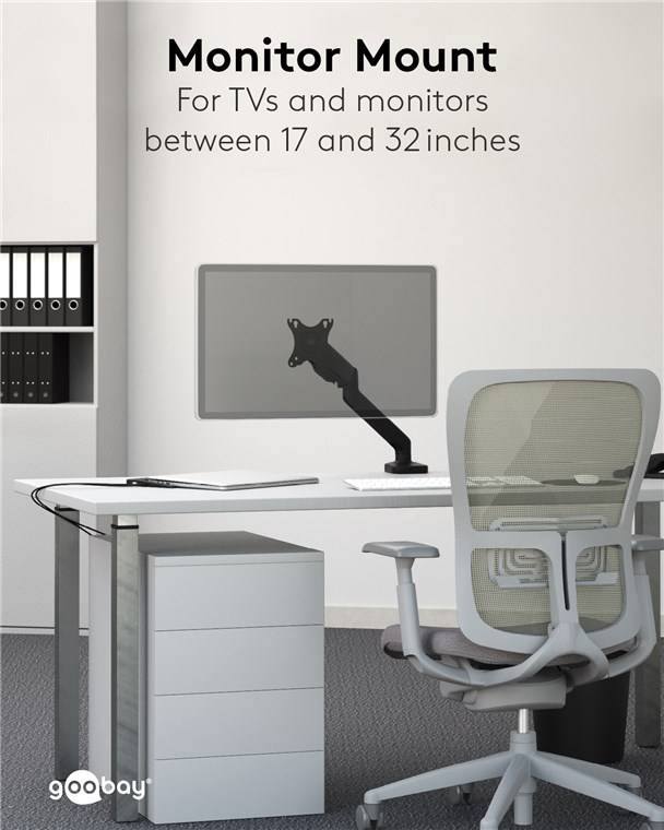 Goobay Monitorhalterung mit Gasdruckfeder - für Monitore zwischen 17 und 32 Zoll (43-81 cm)