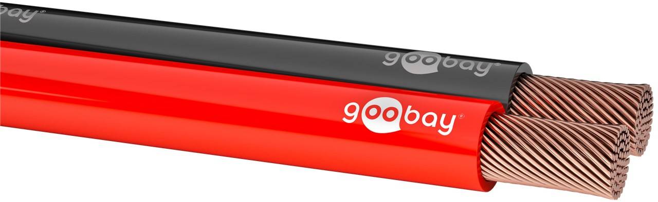 goobay Lautsprecherkabel Rot/schwarz CU 100 m Spule, Querschnitt 2 x 0,35 mm²