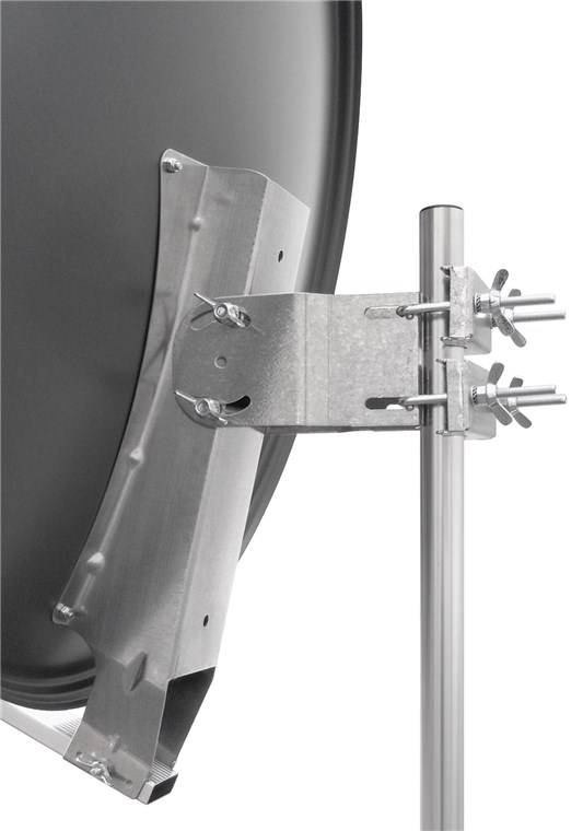 Goobay 80 cm Alu-Satellitenschüssel - für Ein-/Mehrteilnehmer mit besonders stabilem Feedarm, der jedem Sturm trotzt