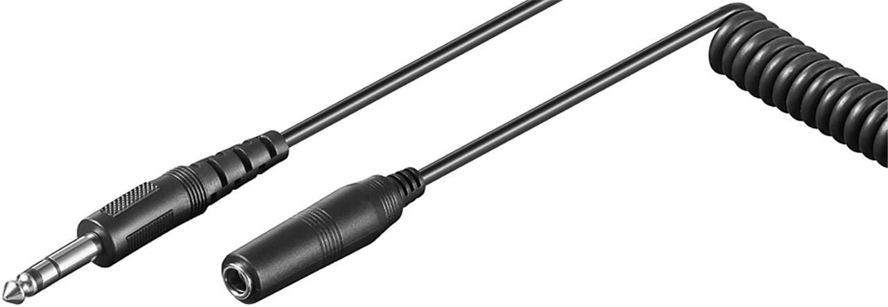 Goobay Kopfhörerverlängerung 6,35 mm, Spiral-Kabel - Klinke 6,35 mm Stecker (3-Pin, stereo) > Klinke 6,35 mm Buchse (3-P