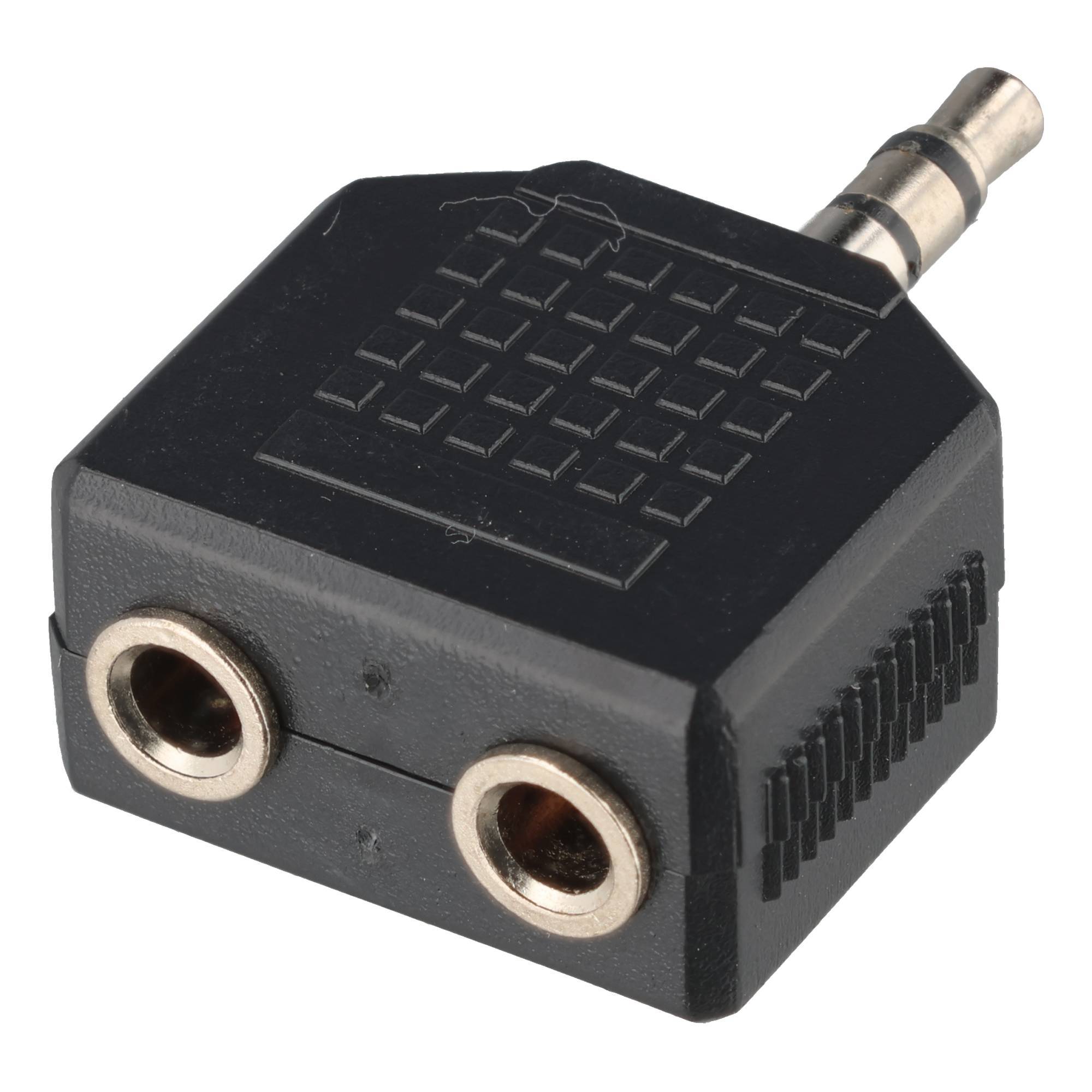 Kopfhörer-Adapter AUX, Klinke 3,5 mm 1 zu 2 - 1x 3,5-mm-Klinkenstecker (3-polig, stereo) > 2x 3,5-mm-Klinkenkupplung (3-