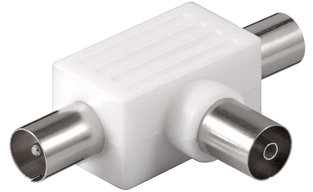 Goobay Koax-T-Adapter: doppelt Koax-Stecker > Koax-Buchse - Adapter-Stecker aus Kunststoff