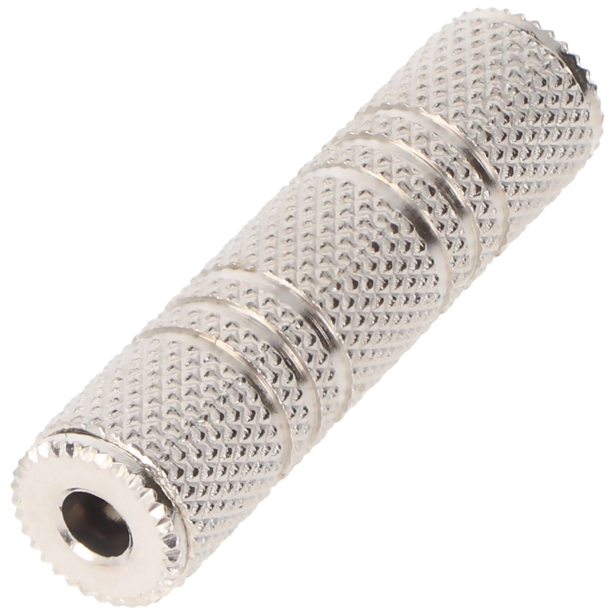 Goobay Kopfhörer-Adapter, AUX-Klinke 3,5 mm, Buchse zu Buchse, Metallausführung - 1x 3,5-mm-Klinkenbuchse (3-polig, ster