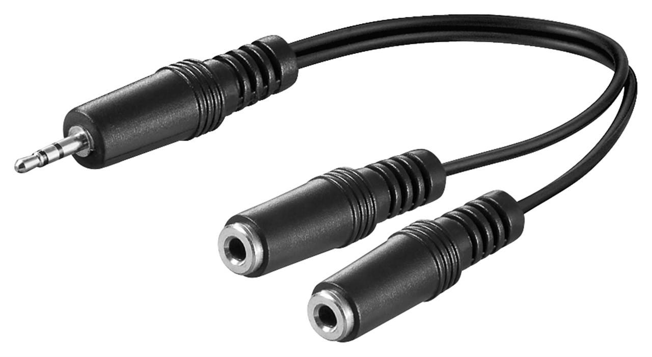 Goobay Audio Y-Kabeladapter 3,5 mm, 1x Stecker 2x Buchse mono - Klinke 3,5 mm Stecker (3-Pin, stereo) > 2x Klinke 3,5 mm