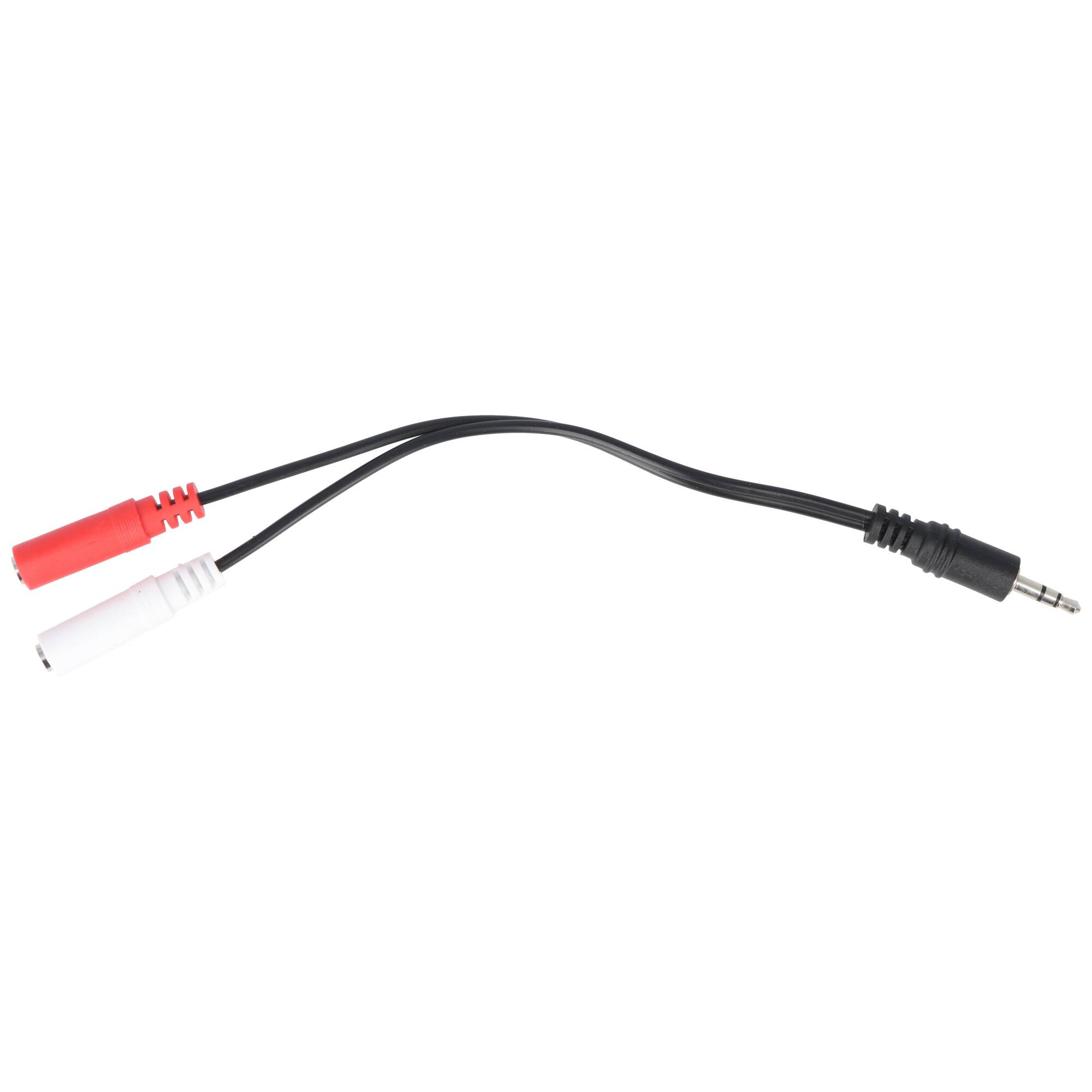 3,5-mm-Klinken-Stecker auf Doppel-RCA-Buchse Audio-Adapterkabel mit roten und weißen Anschlüssen auf einer Seite
