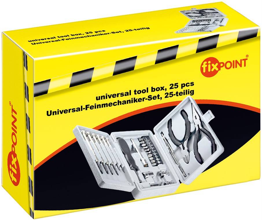 Fixpoint 25-teiliges Universal-Feinmechaniker-Set - geliefert in praktischer Plastikbox