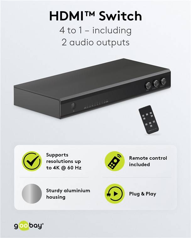 HDMI™-Umschaltbox 4 auf 1 mit Audio-Ausgang (4K @ 60 Hz)