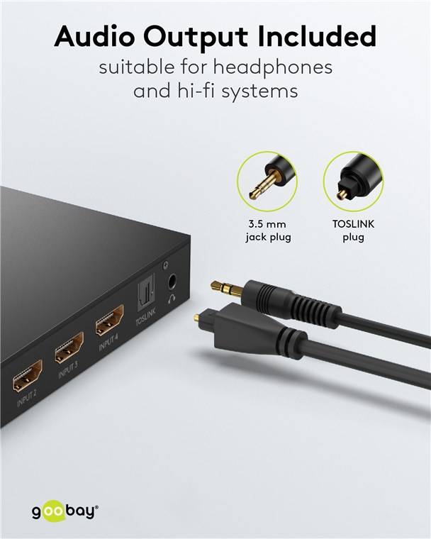 HDMI™-Umschaltbox 4 auf 1 mit Audio-Ausgang (4K @ 60 Hz)