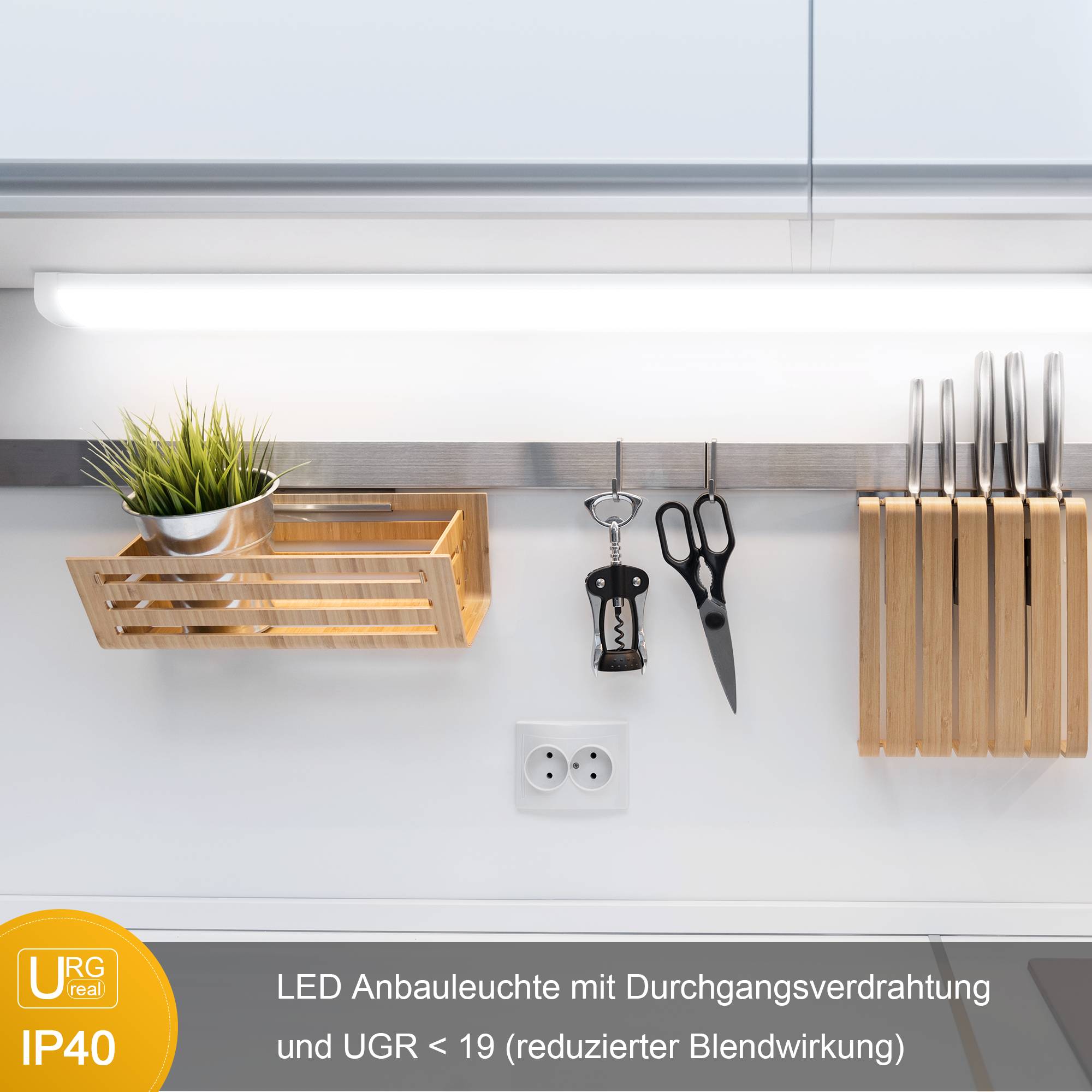 Engel Vada SU 140cm LED-Arbeitsplatzleuchte 58W 5800lm IP40 Reihenschaltung UGR<19