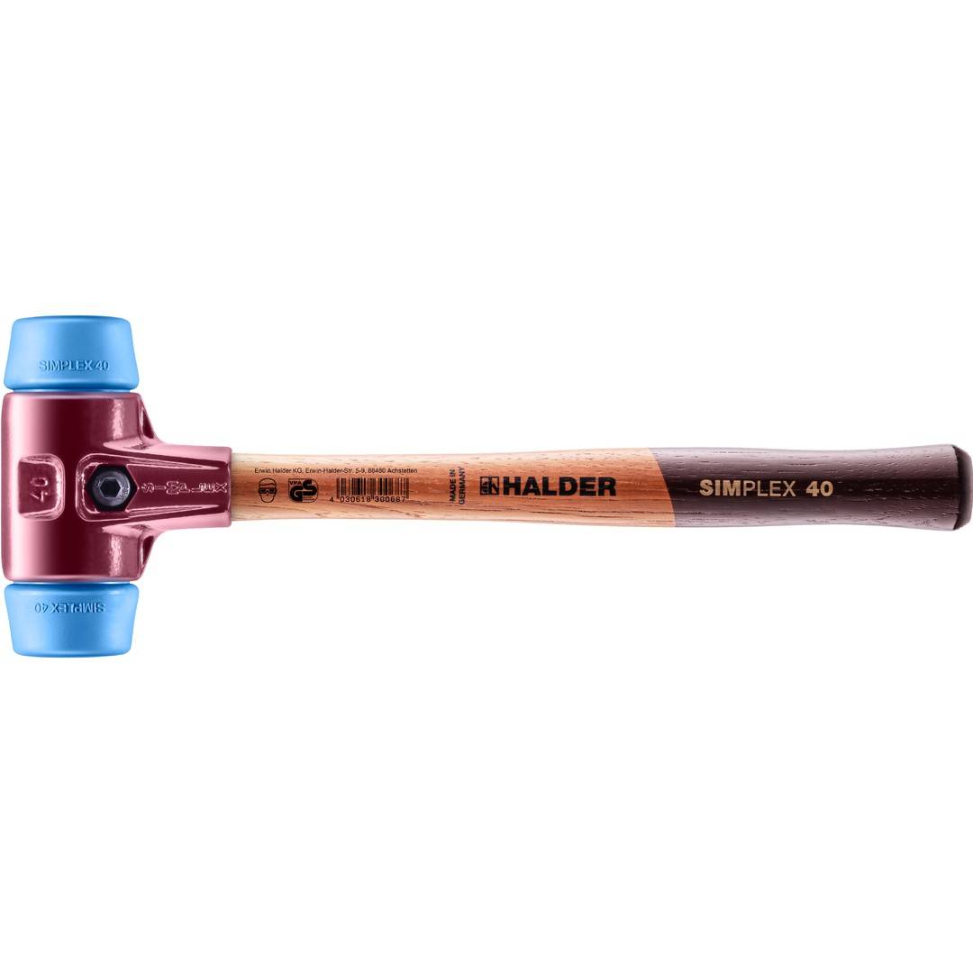 HALDER SIMPLEX Schonhammer Ø 40 mm TPE-soft blau mit Tempergussgehäuse