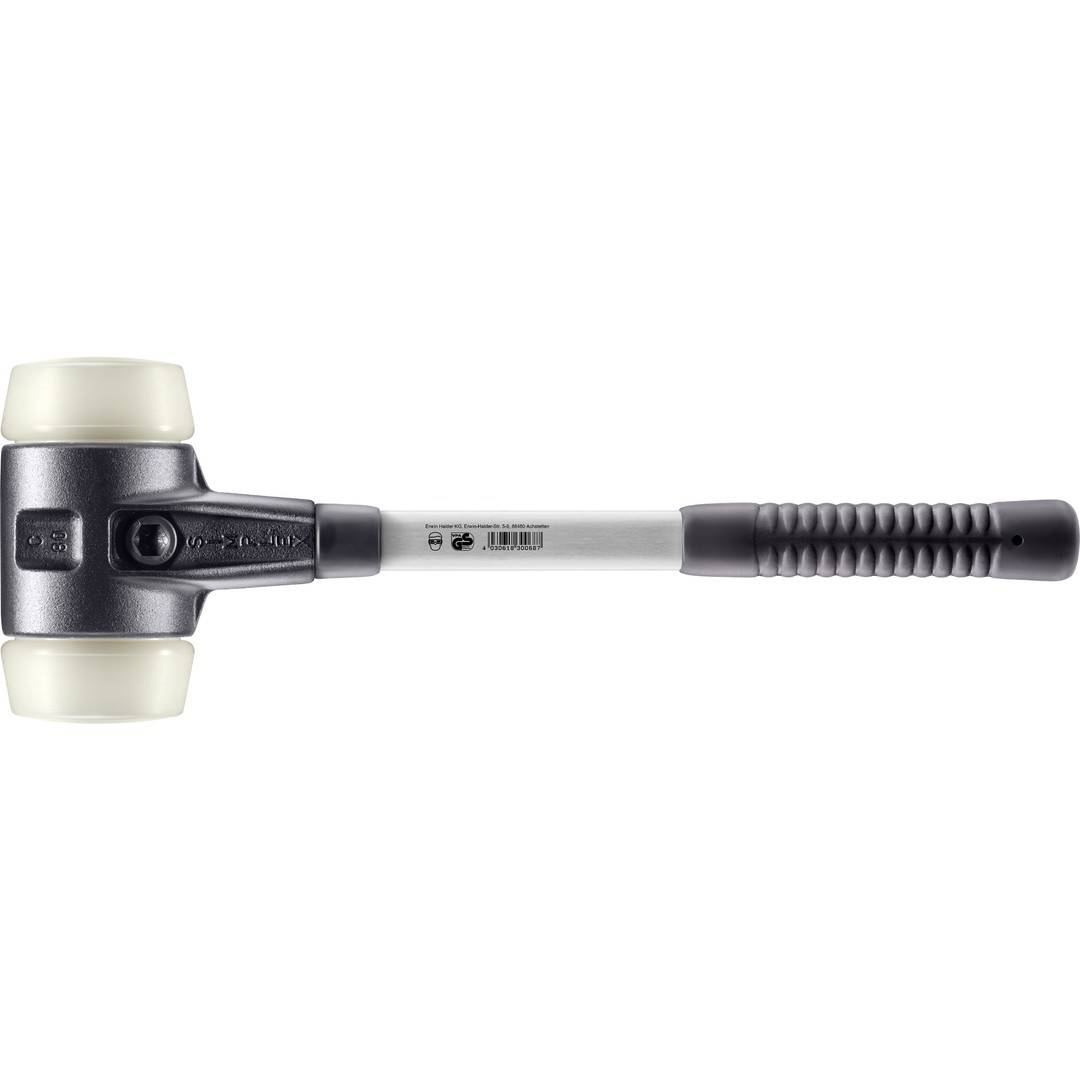 HALDER SIMPLEX Schonhammer Ø 80 mm Nylon mit verstärkem Tempergussgehäuse und Fiberglasstiel