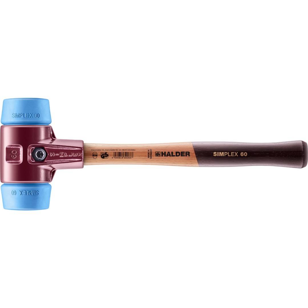 HALDER SIMPLEX Schonhammer Ø 60 mm TPE-soft blau mit Tempergussgehäuse