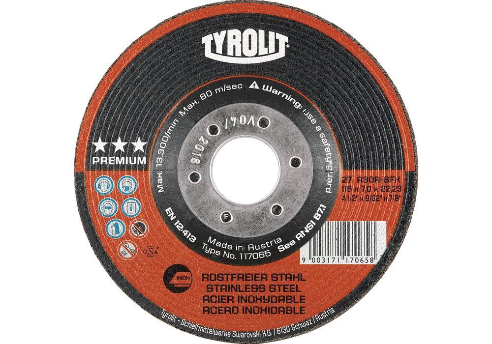 TYROLIT Schruppscheibe PREMIUM D178xS7mm Krnung 30 gekrpft Bohrung